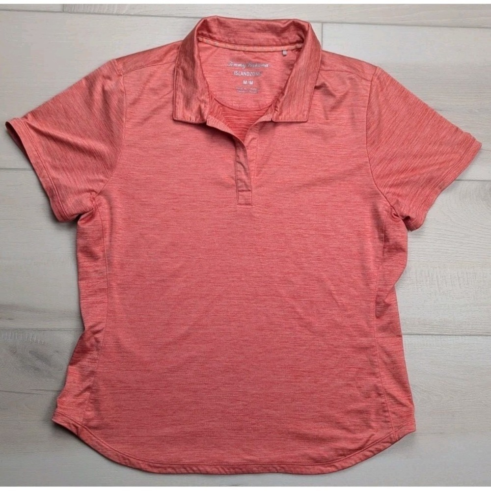 Tommy Bahama Shirt Top Womens M Delray Islandzone Top Coral Orange Stretch